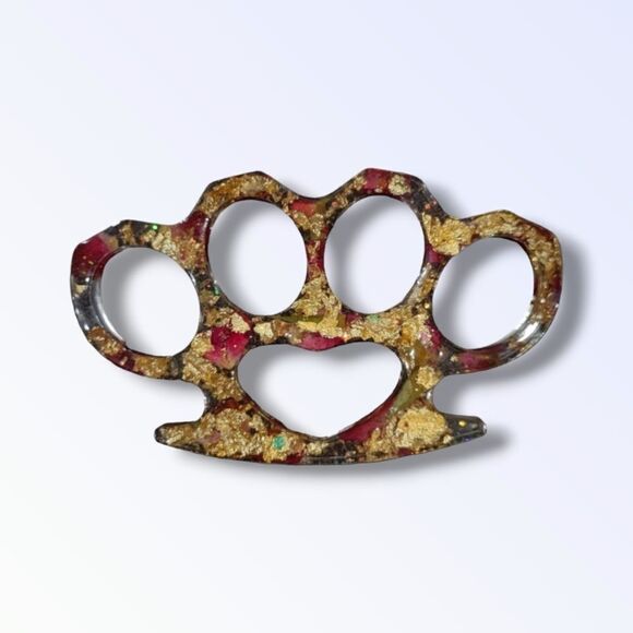 🖤Red Clear Floral Brass Knuckles (Z084) - Picture 5 of 6